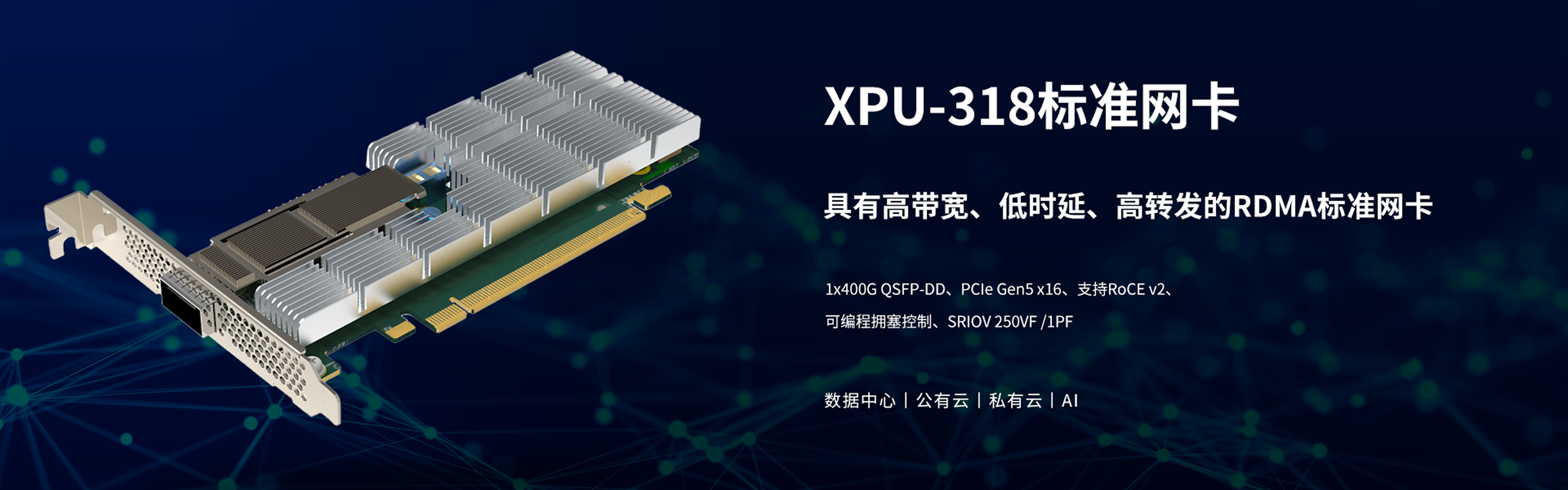 具有高带宽、低时延、高转发的RDMA标准网卡